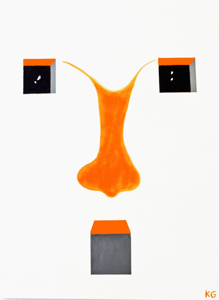 Cabeza cuadrada Arte contemporáneo Valencia Karlo Grados España artista galería óleo abstracto constuctivismo 